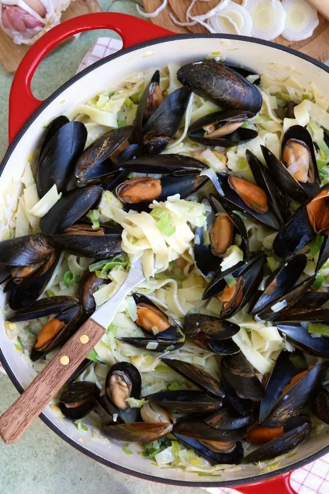 pasta mosselen romige saus